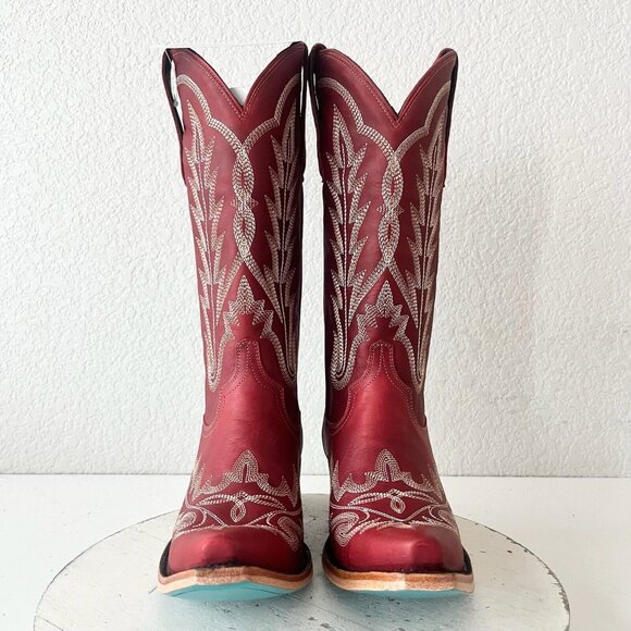 Lane LEXINGTON Womens Cowboy Boots 8.5 Red Western Boots Cowgirl Mid Calf Tall - Picture 5 of 10